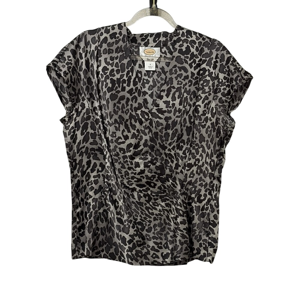 Vintage Talbots 100% Silk Leopard Print Y2K Office Siren Top 8 Quiet Luxury